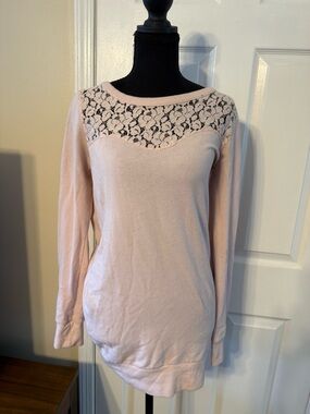 Victoria's Secret Lace Yoke Long Sleeve Top - Pale Pink